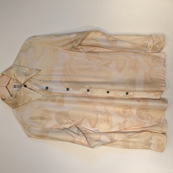 Vintage 70's white and yellow renaissance pattern disco shirt - Picture 3 of 11